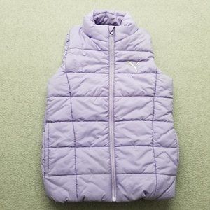 Puma‎ Puffer Jacket Youth Small 7-8 Purple Full Zip Pockets Girls Outdoor